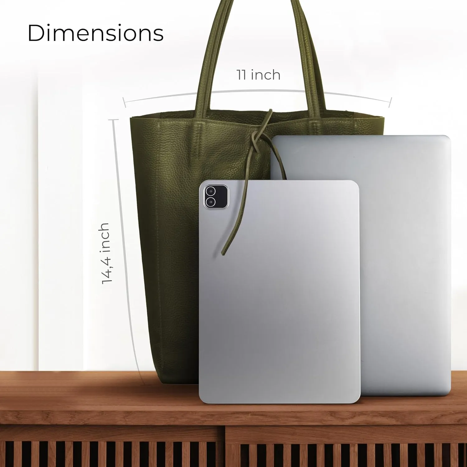 Soft Italian Genuine Calf Leather Tote Bag | Unstructured Unlined Shopper with Zipper, Inside Pocket & Flat Base