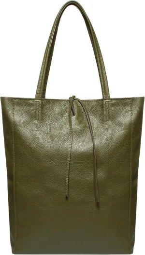 Soft Italian Genuine Calf Leather Tote Bag | Unstructured Unlined Shopper with Zipper, Inside Pocket & Flat Base