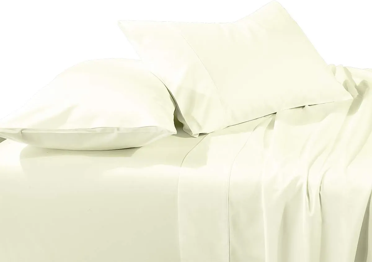 Solid Ivory Brushed Microfiber Twin Size Bed Sheet Set