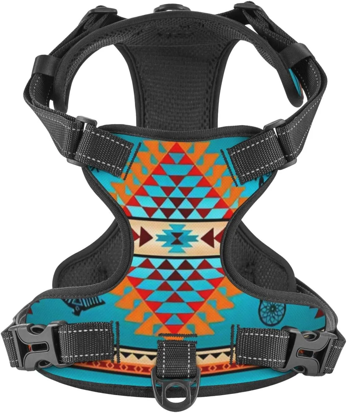 Southwest Native American Indian Aztec Pattern Dog Vest, Adjustable Soft Padded Dog Vest for Large, Medium and Small Pet Dogs,No Tension Traction Harnesses