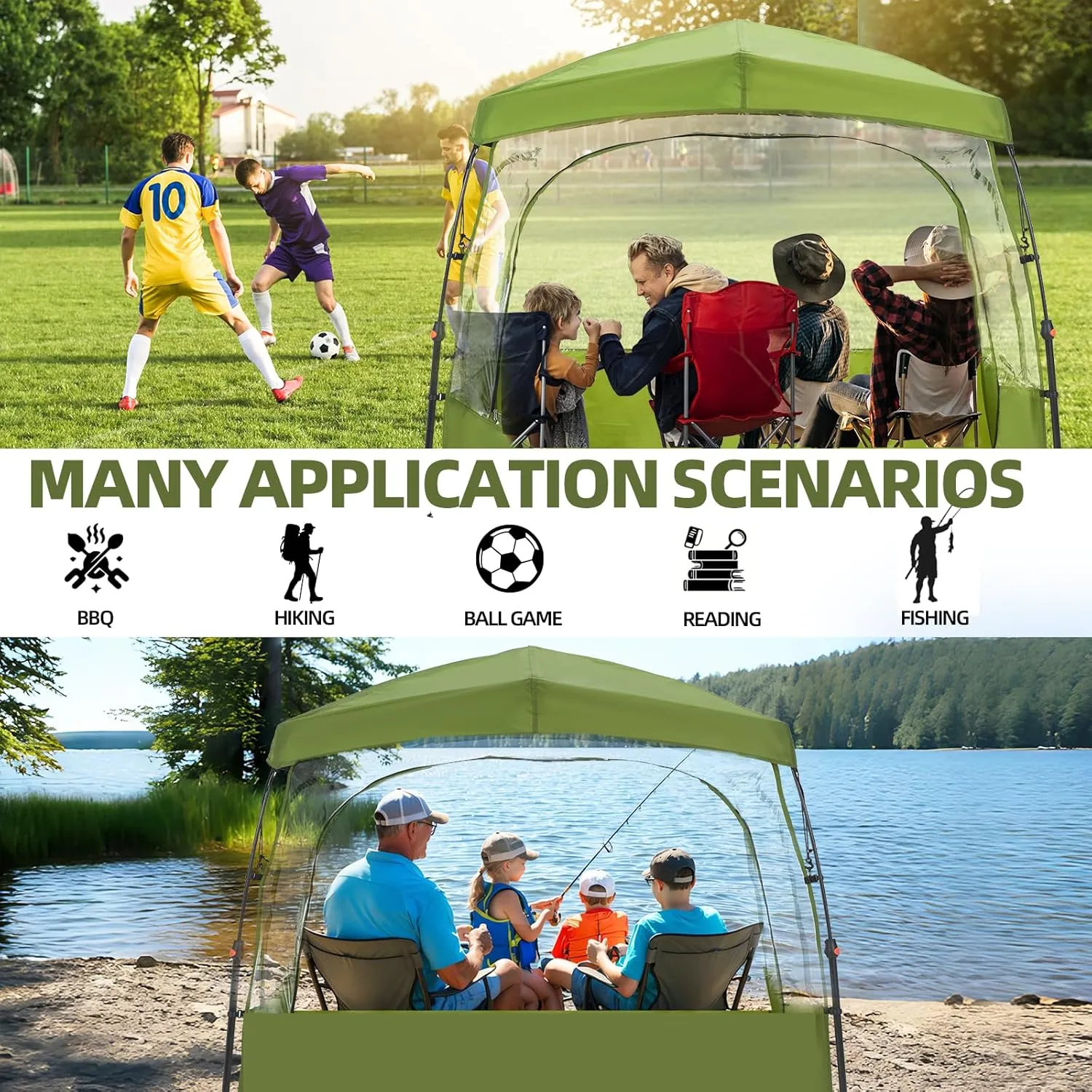 Sports Tent 2/3/4 Person, Instant Weather Proof Bubble Tent with Carry Bag, 540° Clear View Portable & Foldable Pop Up Tents Shelter for Watching Sports Events, Camping, Fishing