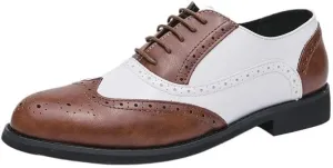 Spring Breathable Comfortable Walking Shoes British Style Classic Business Dress Leather Shoes Casual Lace-up Brogue Oxford(Brown,10)