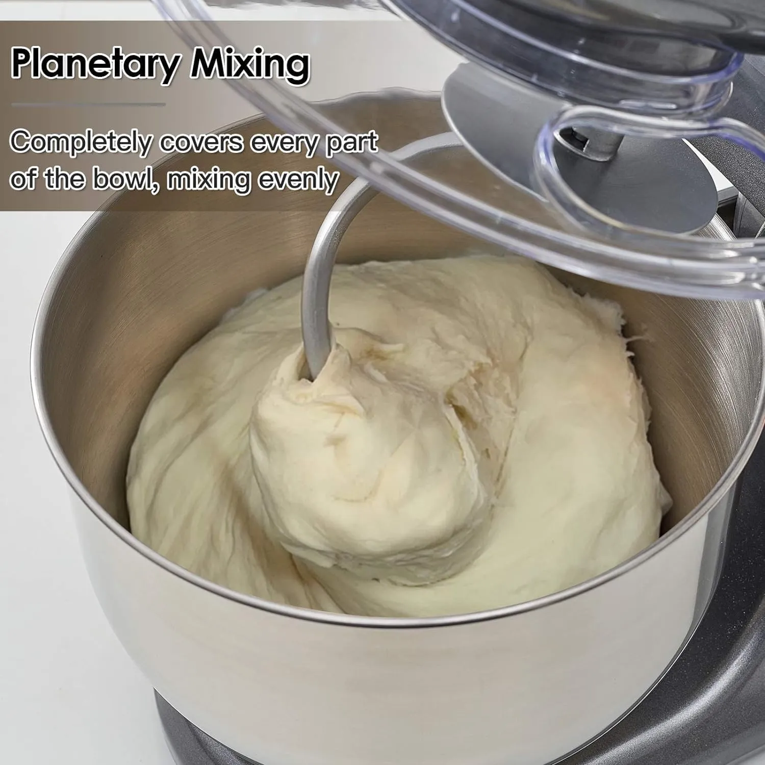 Stand Mixer, Electric Mixer, 6 Speed Dough Mixer Metal Lid with Stainless Steel Bowl, Tilt-head Kitchen Mixer with Wire Whisk, Dough Hook, Flat Beater & Splash Guard, Food Mixer for Baking