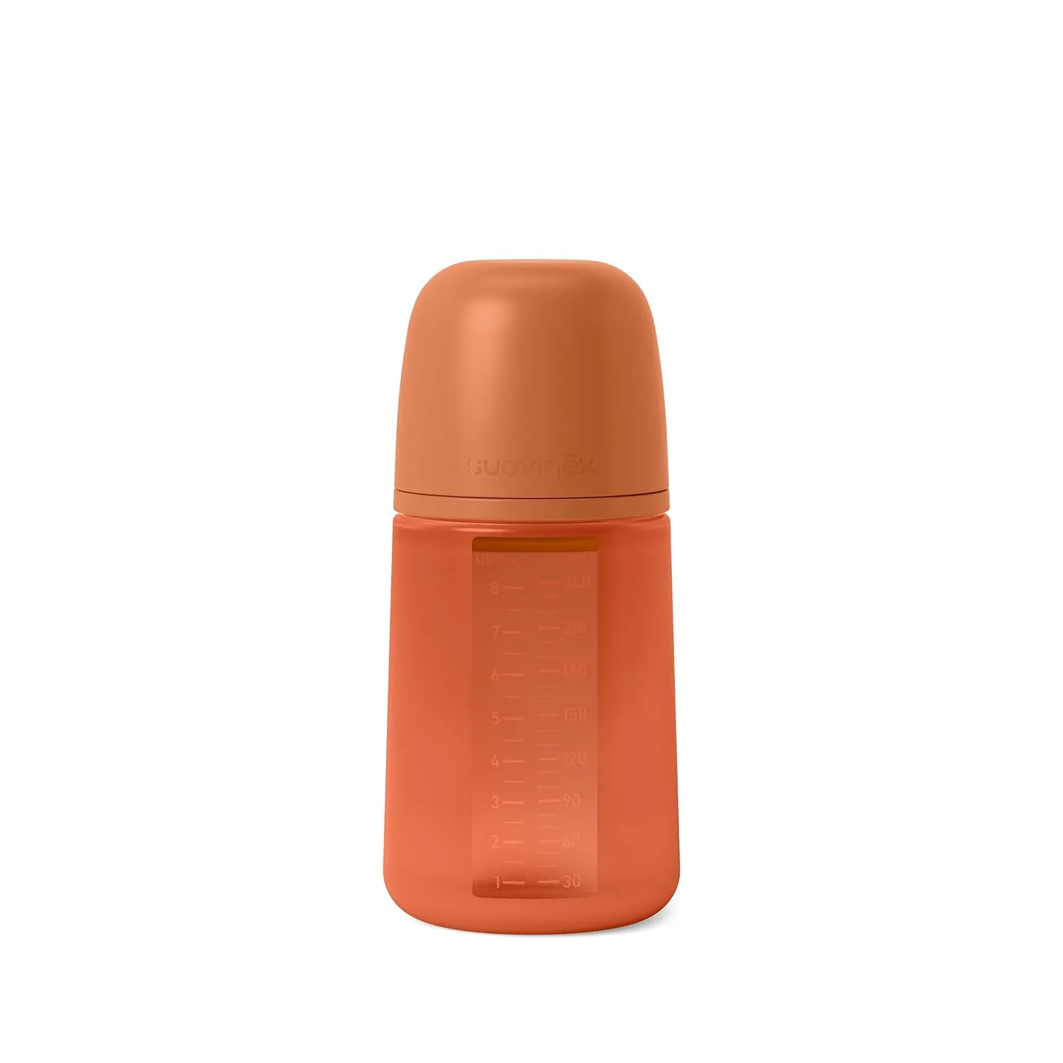 Suavinex Color Essence SX PRO Physiological Soft Flexible Silicone Baby Bottle, Anti Colic Baby Bottles, Supports Breast Feeding Babies, Made in Spain, Medium Flow, 8oz, Sunset Orange