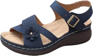 Summer 2025 Dressy Comfortable Walking Sandals with Arch Support Wedge Sandals Soft Beach Sandals for Women in Black, One Size Fits Most