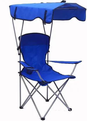 Sun Loungers Garden Folding Chair Camping Chairs with Shade Canopy Chair, Breathable and Sunscreen Oxford Fabric Camp Recliner for Outdoor Beach Park Travel