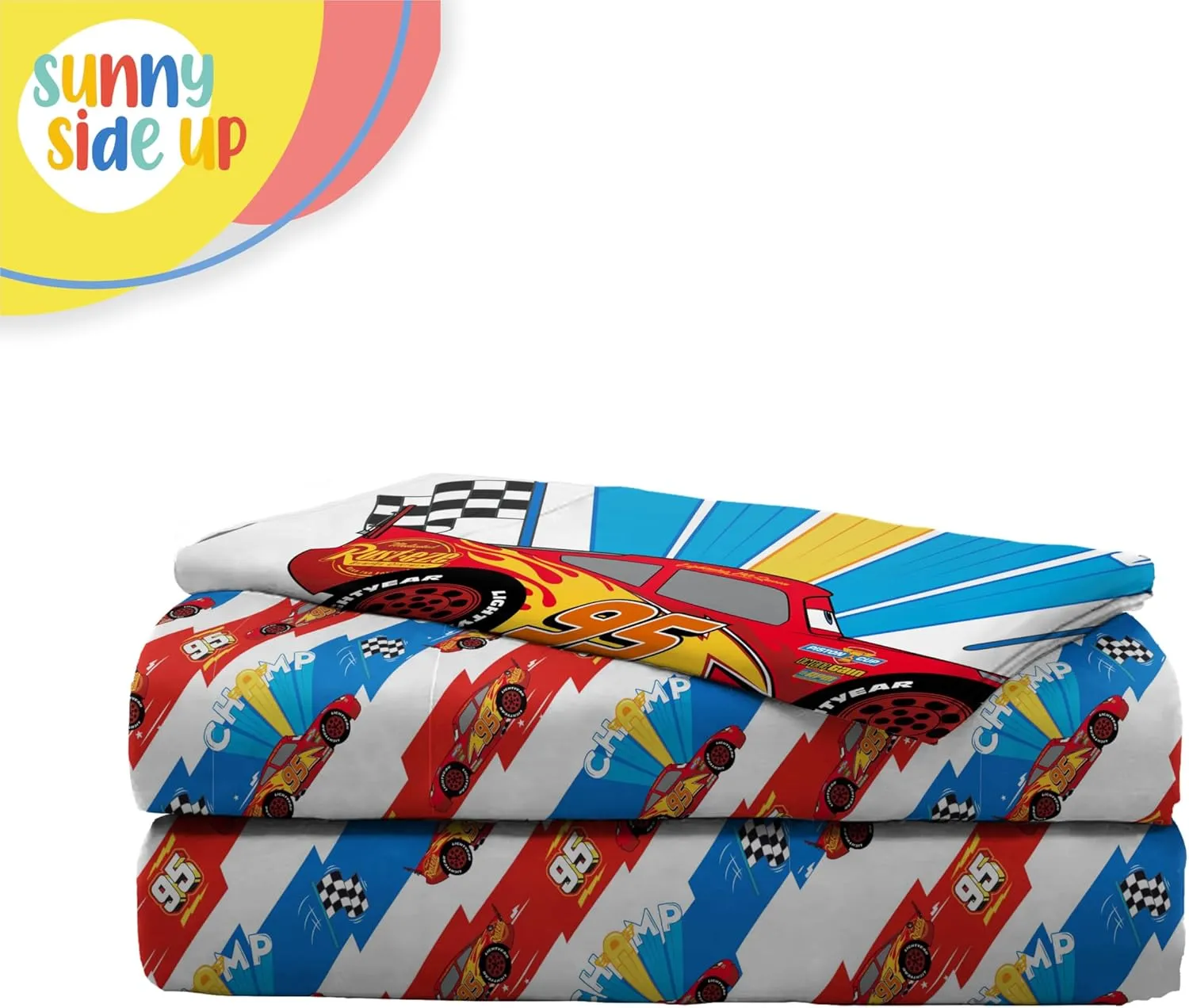 Sunny Side Up Disney Pixar Cars Lightning McQueen Twin Sheet Set - 3 Piece Kids Racecar Bedding Set Includes Pillow Cover - Super Soft Microfiber Sheets