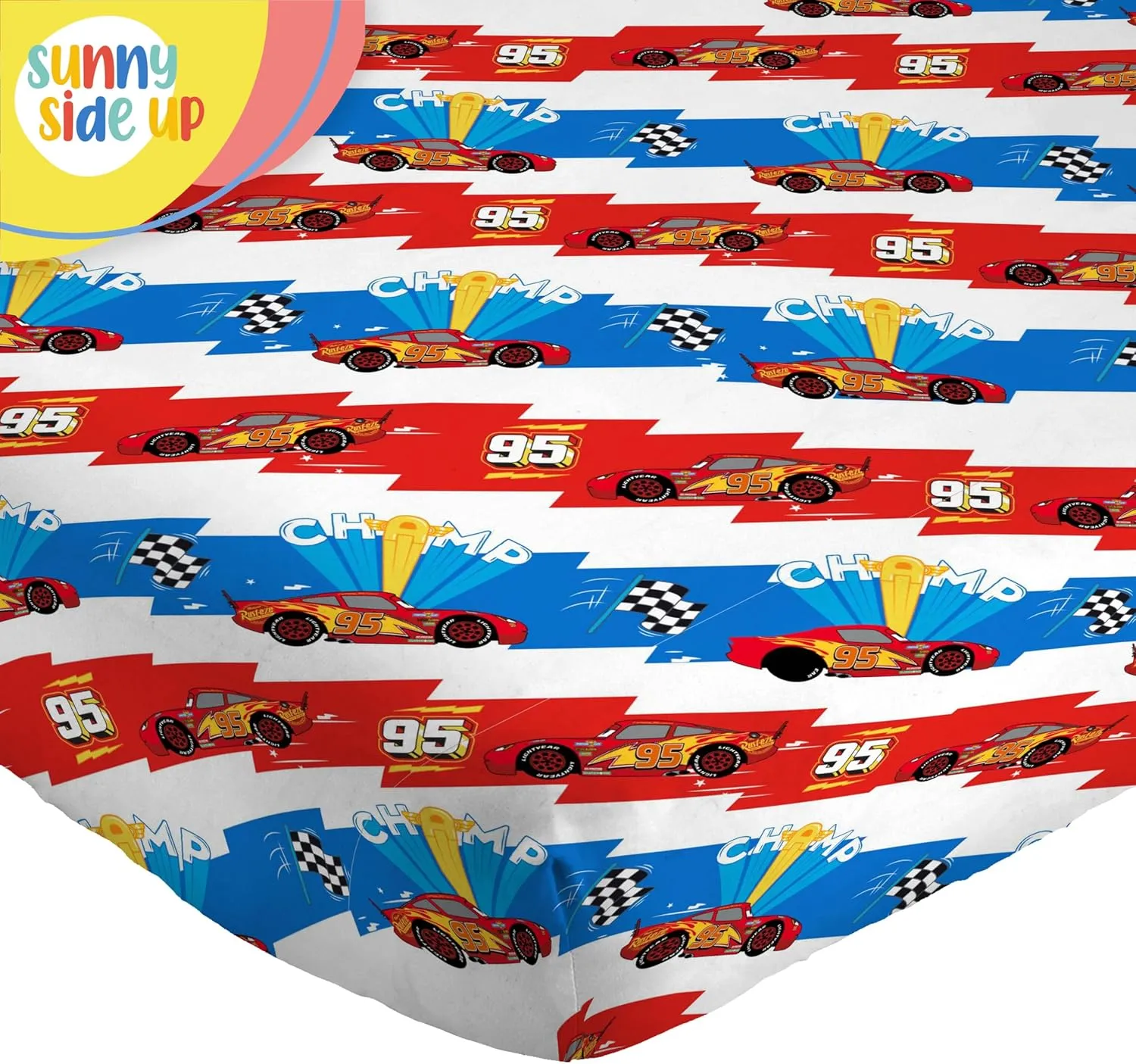 Sunny Side Up Disney Pixar Cars Lightning McQueen Twin Sheet Set - 3 Piece Kids Racecar Bedding Set Includes Pillow Cover - Super Soft Microfiber Sheets