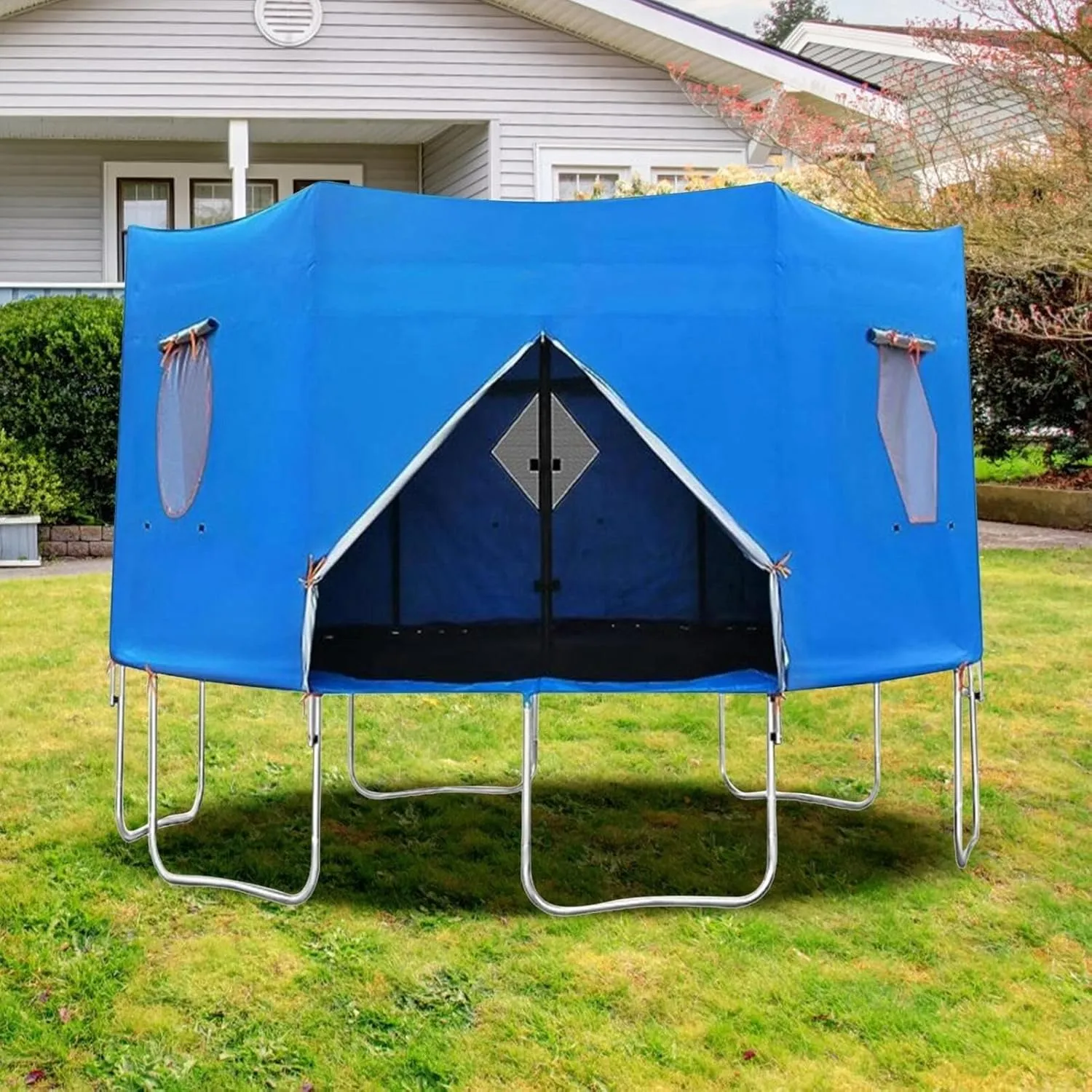 Tent for Trampoline, 6FT/8FT/10FT/12FT/14FT/15FT Trampoline Tent Cover, Trampoline Sunshade, Trampoline Accessories, for 6 Straight Pole Round Trampoline(8FT), Blue