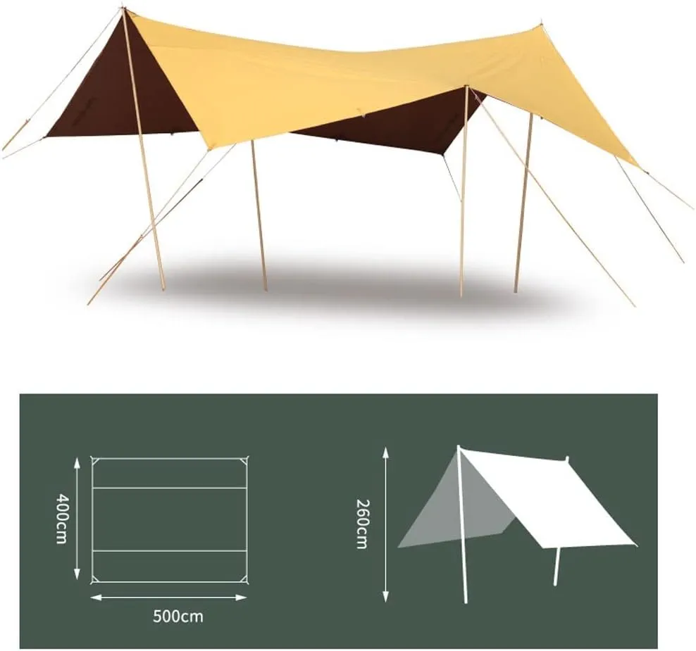Tent Tarp Hammock Rain Fly Tent Tarp Camping Tarp for Camping Hiking Outdoor Sun Shelter Tent Tarp (Color : Polyester Cotton Fabric Yellow)