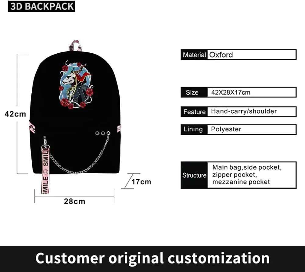 The Ancient Magus Bride Merch Backpack Oxford Bag Anime Backpack Casual Bag High Capacity Bags (Backpack2)