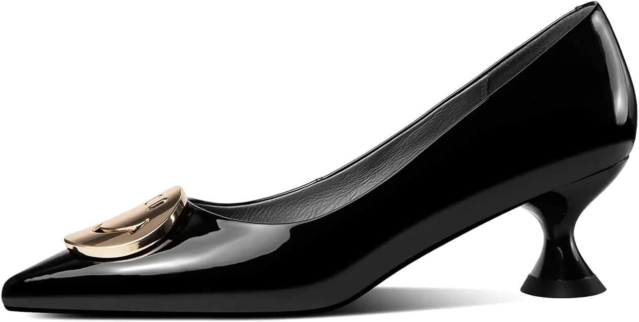 TinaCus Glossy Patent Leather Women's Handmade Pointed Toe Loafer Pumps with Cute Smile Pattern