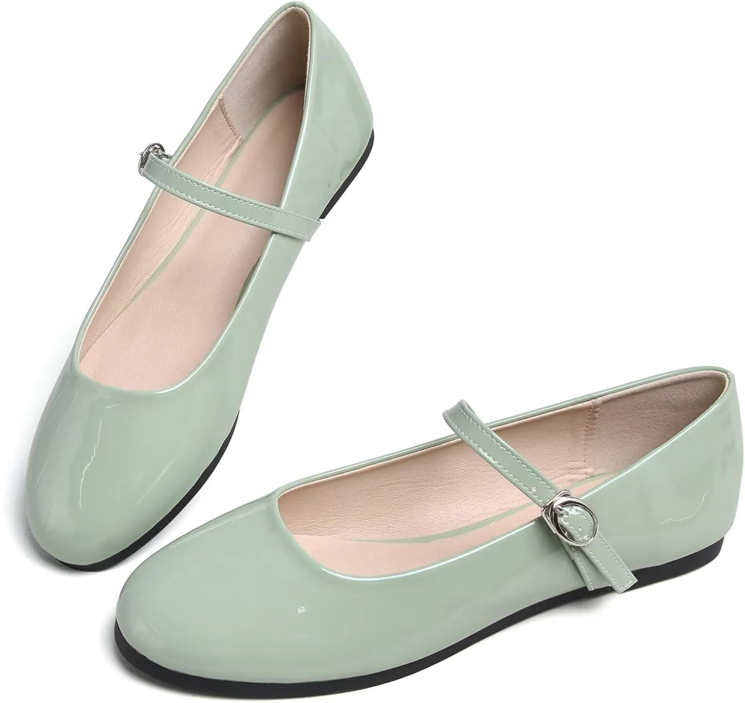 TN TANGNEST Women's Mary Jane Flats Fashion Square Toe Slip On Buckle Flats Soft Comfortable Casual Flat Shoes