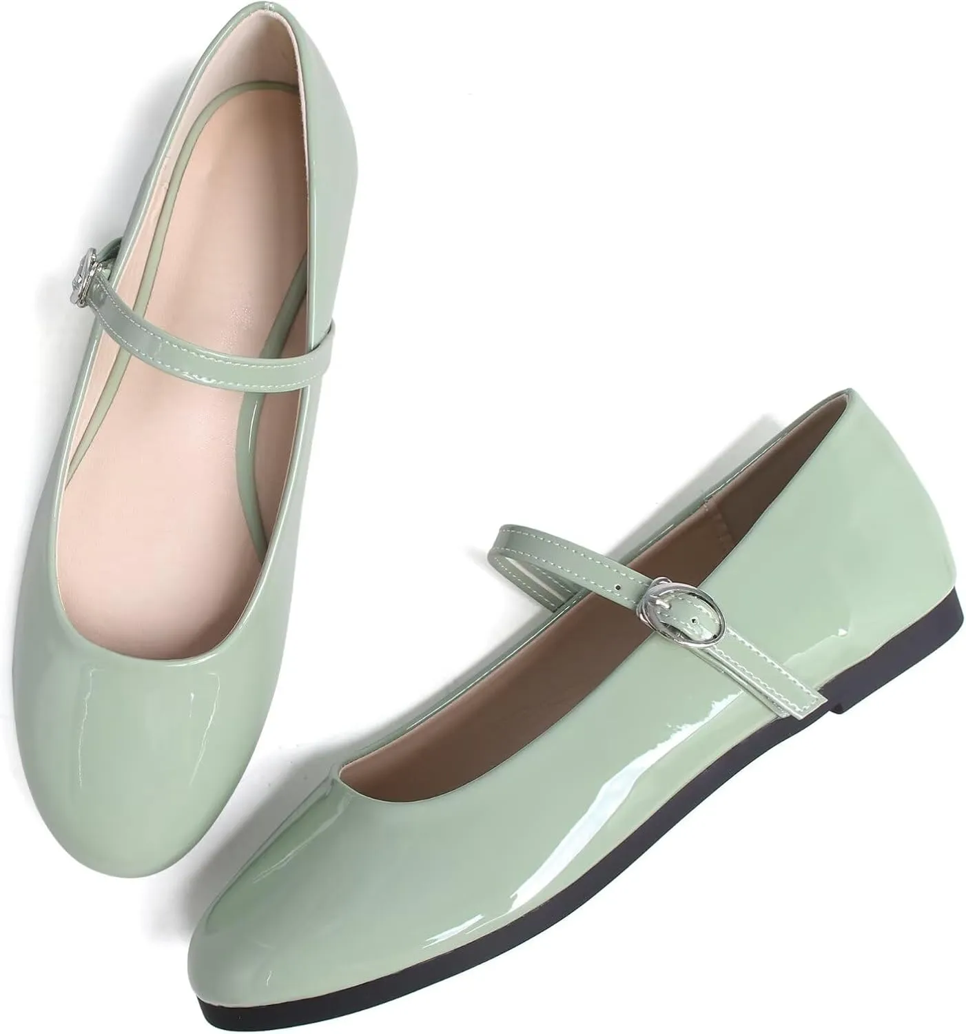 TN TANGNEST Women's Mary Jane Flats Fashion Square Toe Slip On Buckle Flats Soft Comfortable Casual Flat Shoes