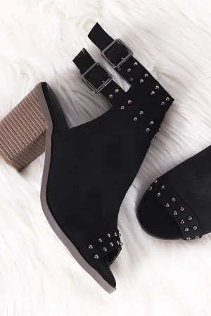 Toe Competitive Robust Mules Suede Heeled Open Chunky Studded