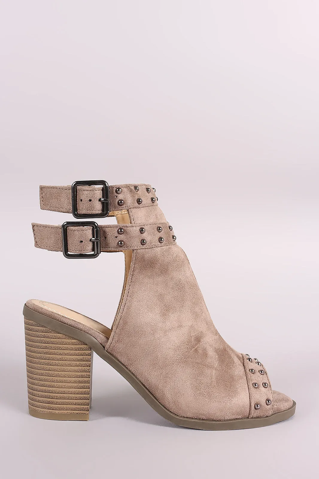 Toe Competitive Robust Mules Suede Heeled Open Chunky Studded