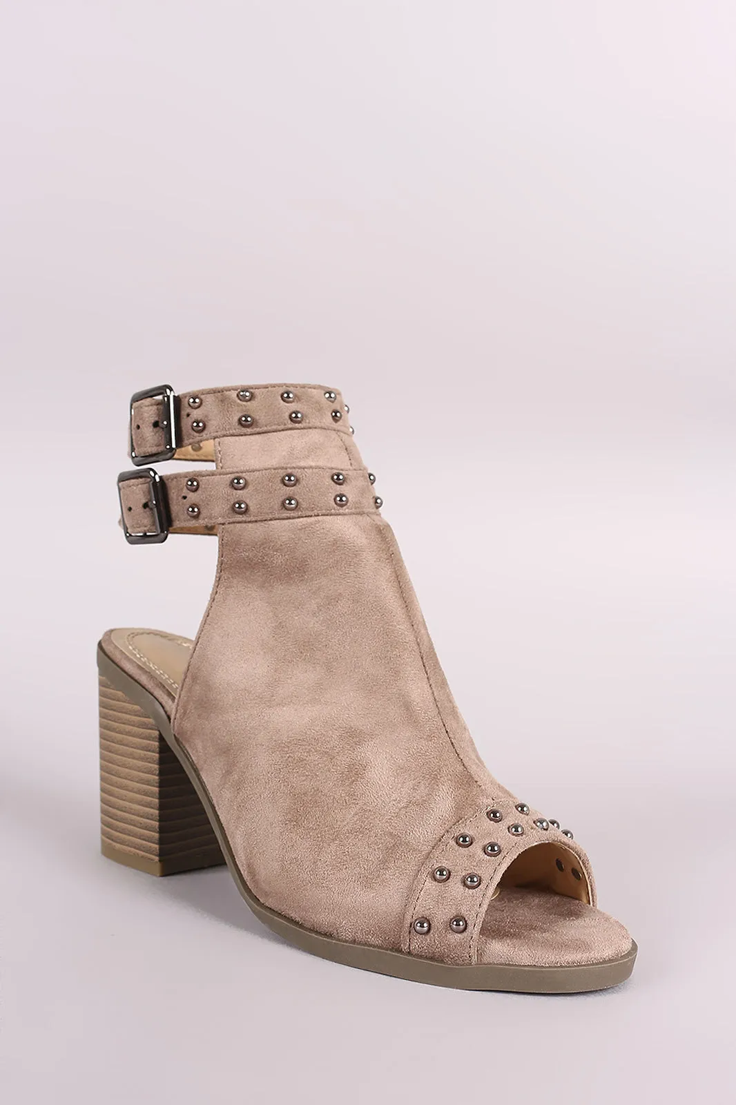 Toe Competitive Robust Mules Suede Heeled Open Chunky Studded