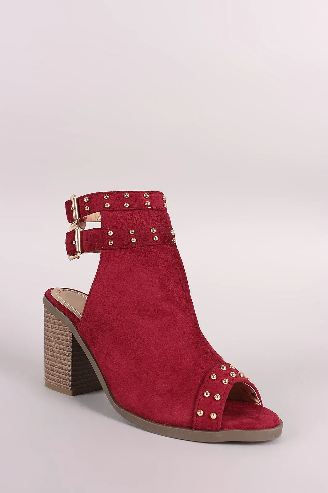 Toe Competitive Robust Mules Suede Heeled Open Chunky Studded