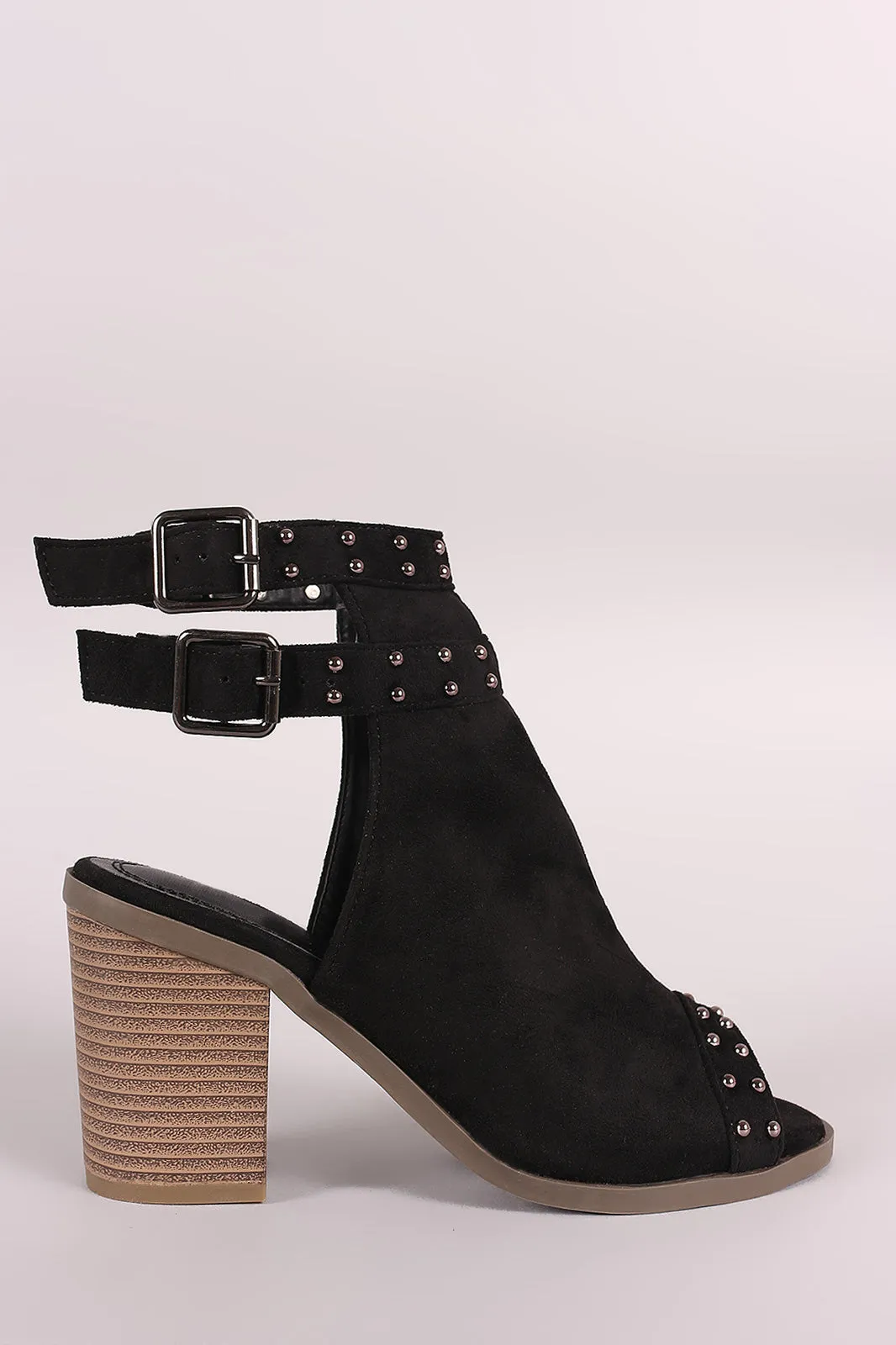 Toe Competitive Robust Mules Suede Heeled Open Chunky Studded