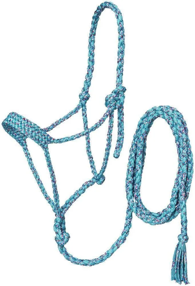Tough 1 Premium Mule Tape Halter w.Lead Turq Fun