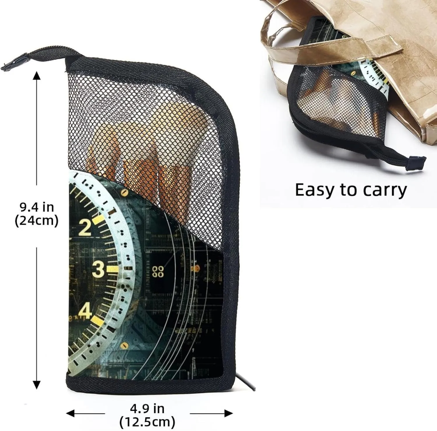 Travel Toiletry Bag,Small Makeup Bag,Vintage Mechanical Clock,Make up Bags for Women