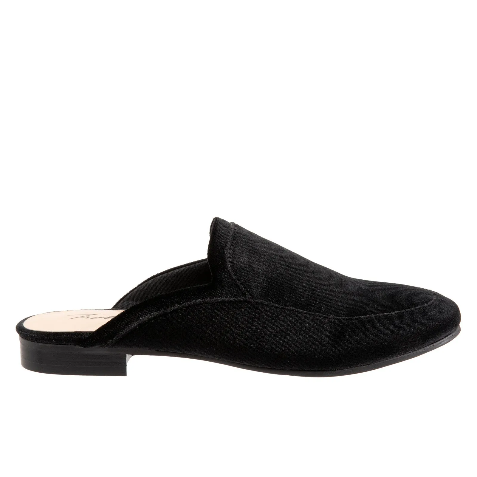 Trotters Ginette T2159-048 Womens Black Suede Slip On Mule Sandals Shoes