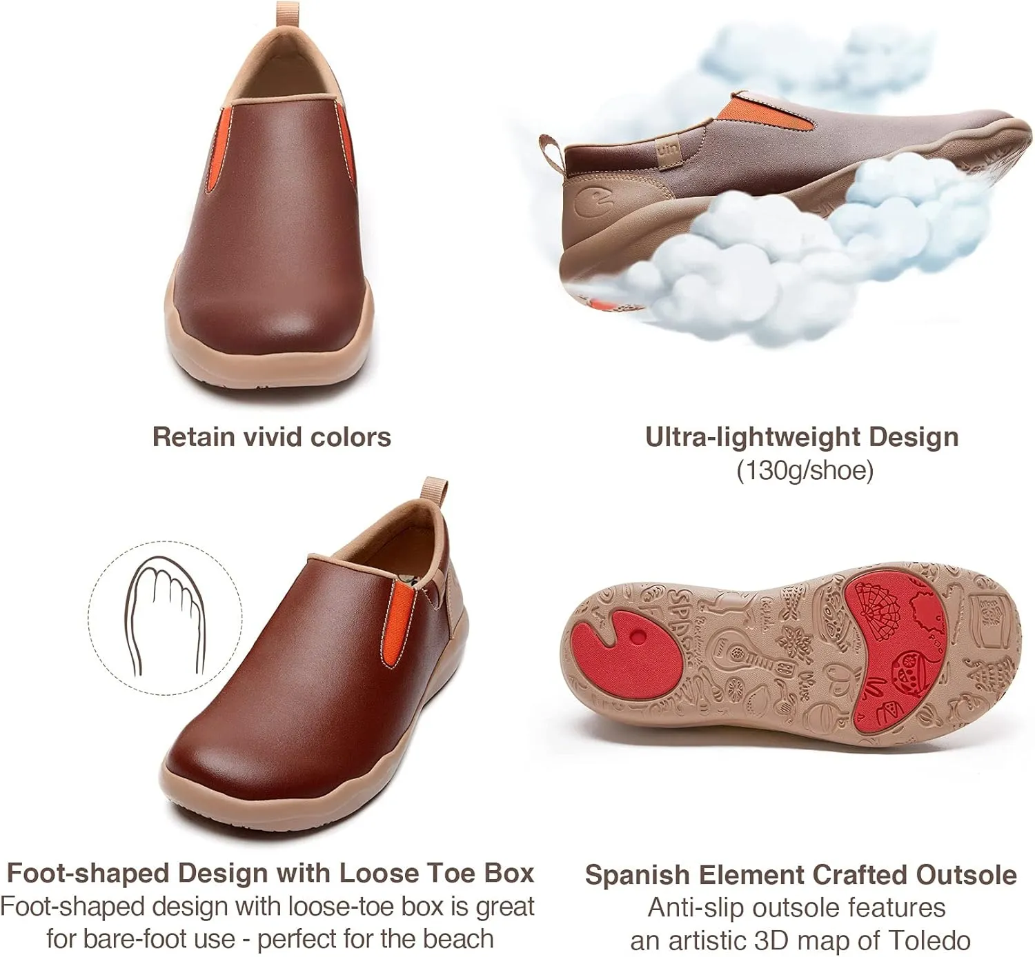 UIN Men's Walking Shoes Slip On Cow Suede Casual Lightweight Comfort Fashion Sneaker Cuenca