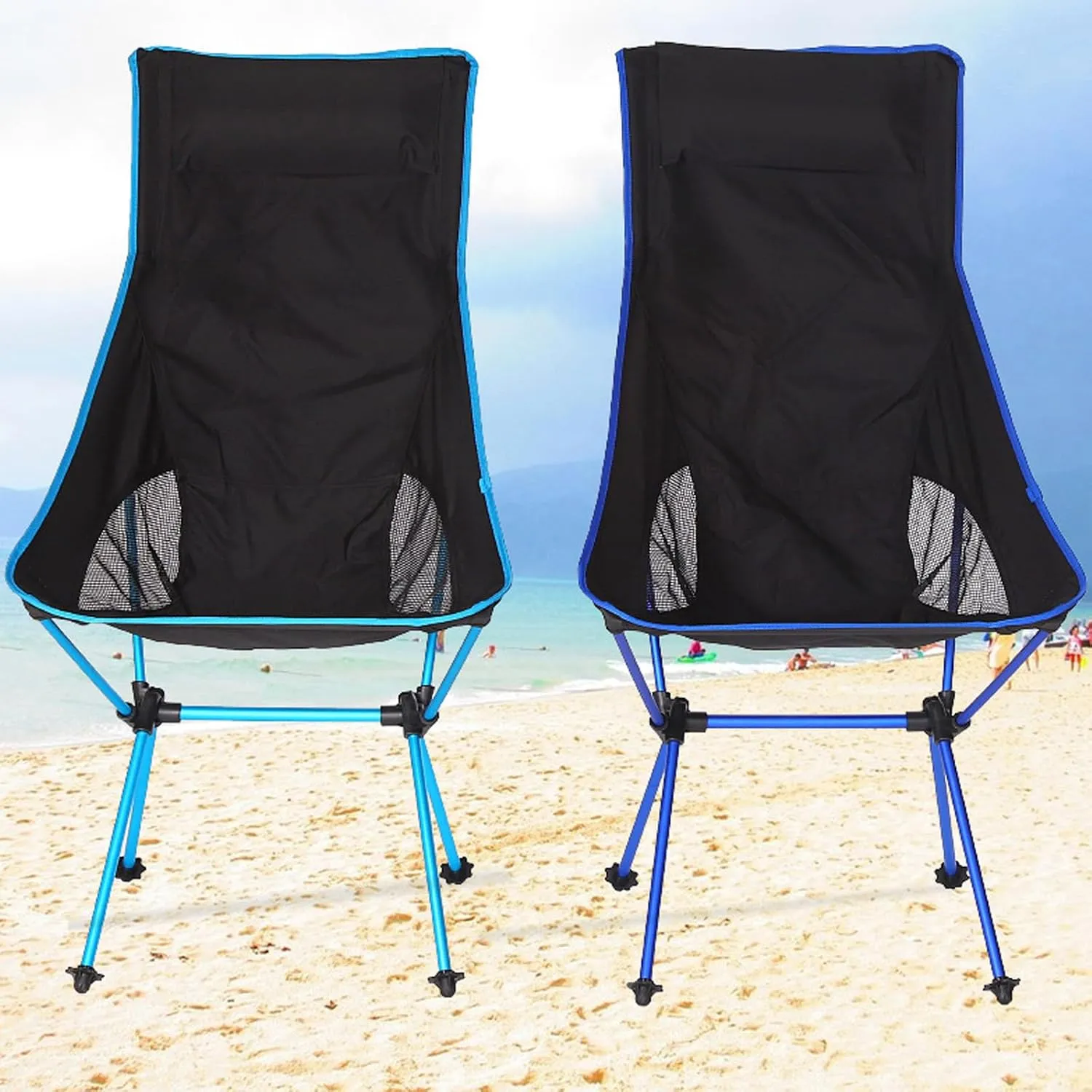 Ultralight Camping Chairs for Adults, High Back Folding Camp Chair with Carry Bag, Aluminum Alloy Frame, Portable Outdoor Folding Chairs for Hiking, Picnics, Beach,Blue b