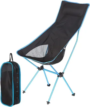 Ultralight Camping Chairs for Adults, High Back Folding Camp Chair with Carry Bag, Aluminum Alloy Frame, Portable Outdoor Folding Chairs for Hiking, Picnics, Beach,Blue b