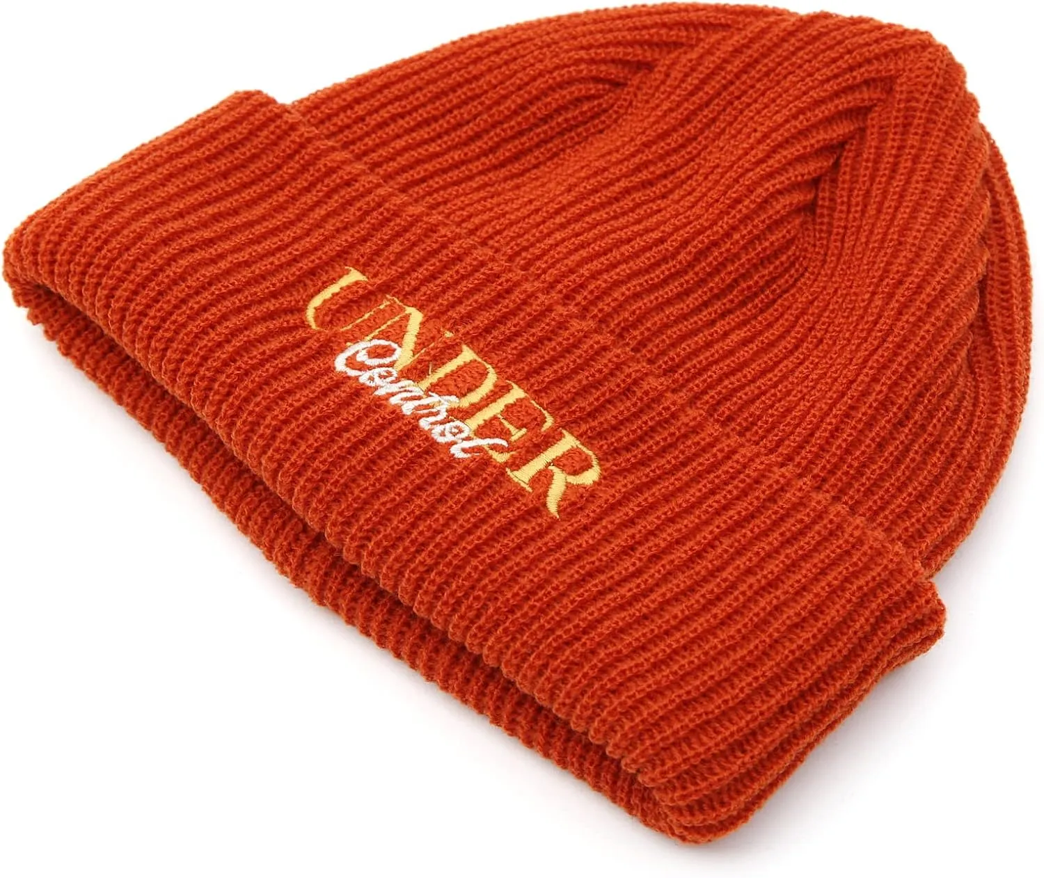 UNDERCONTROL Logo Label Patch Unisex Fall Winter Short Thick Cuffed Rollup Warm Beanie Korea Trawler Fisherman Knit Skull Hat