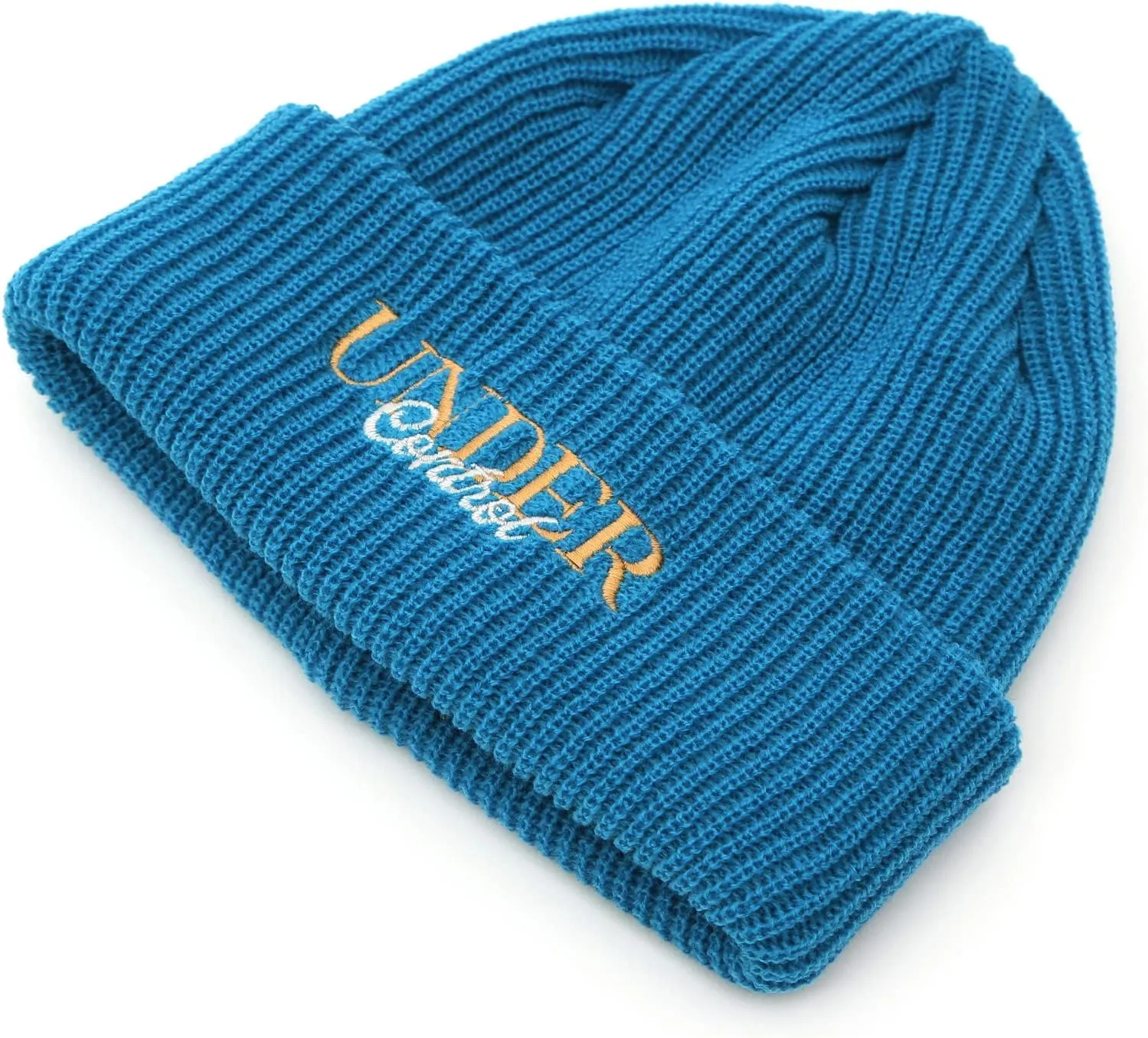 UNDERCONTROL Logo Label Patch Unisex Fall Winter Short Thick Cuffed Rollup Warm Beanie Korea Trawler Fisherman Knit Skull Hat