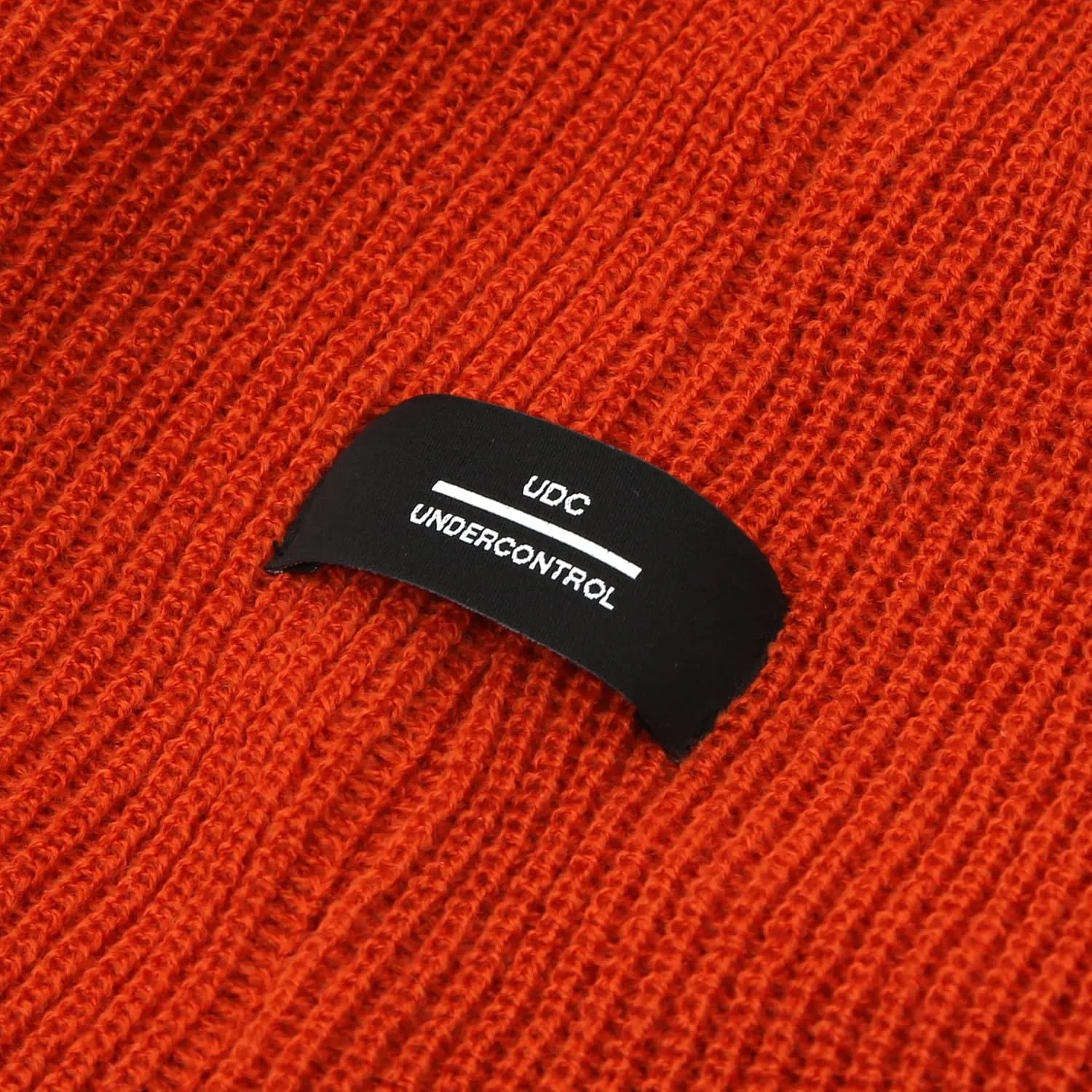 UNDERCONTROL Logo Label Patch Unisex Fall Winter Short Thick Cuffed Rollup Warm Beanie Korea Trawler Fisherman Knit Skull Hat