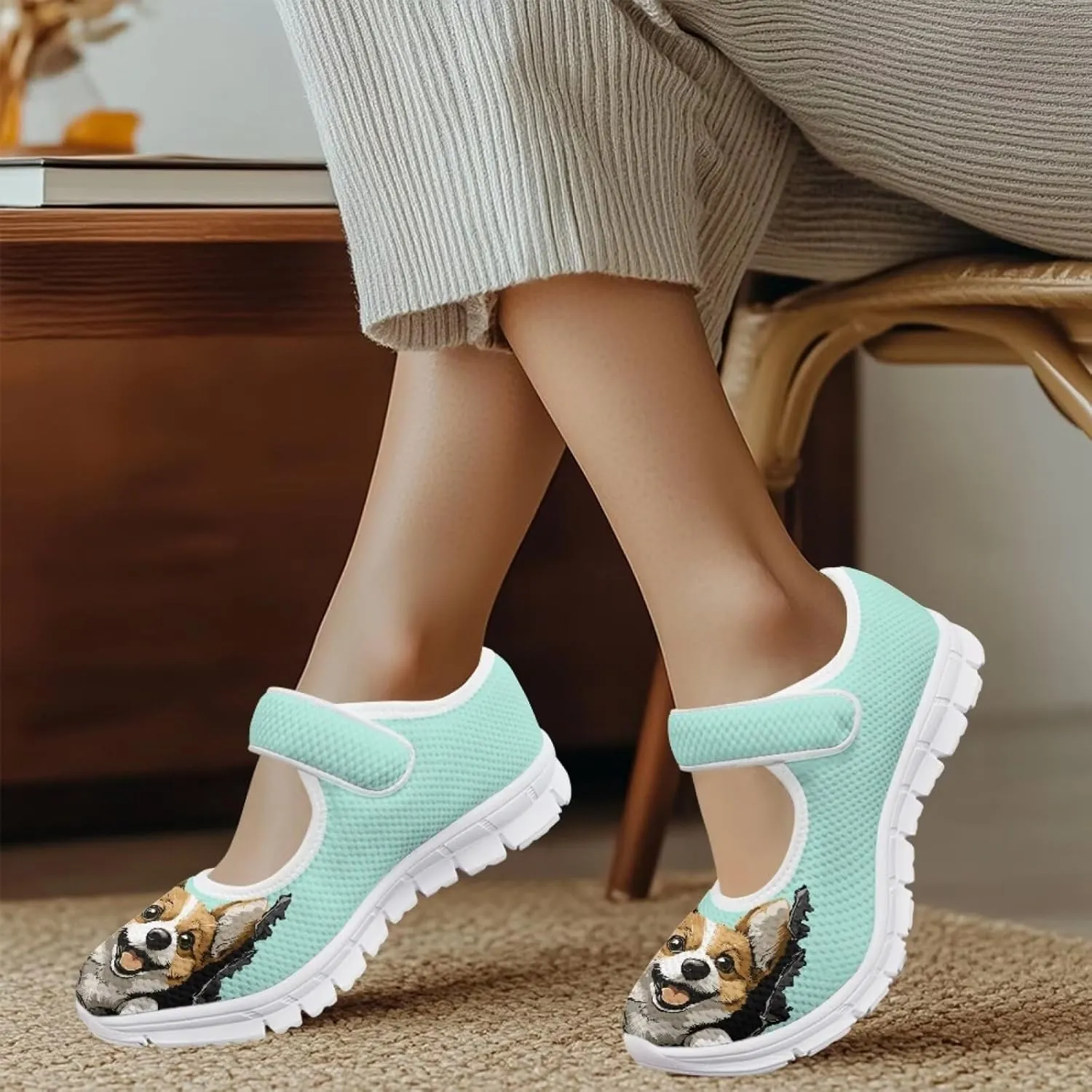 UNICEU Women's Mesh Flat Shoes Casual Low Top Mary Jane Shoes Dressy Shoes Anti Slip Breathable Athletic Shoes Comfortable Footwear