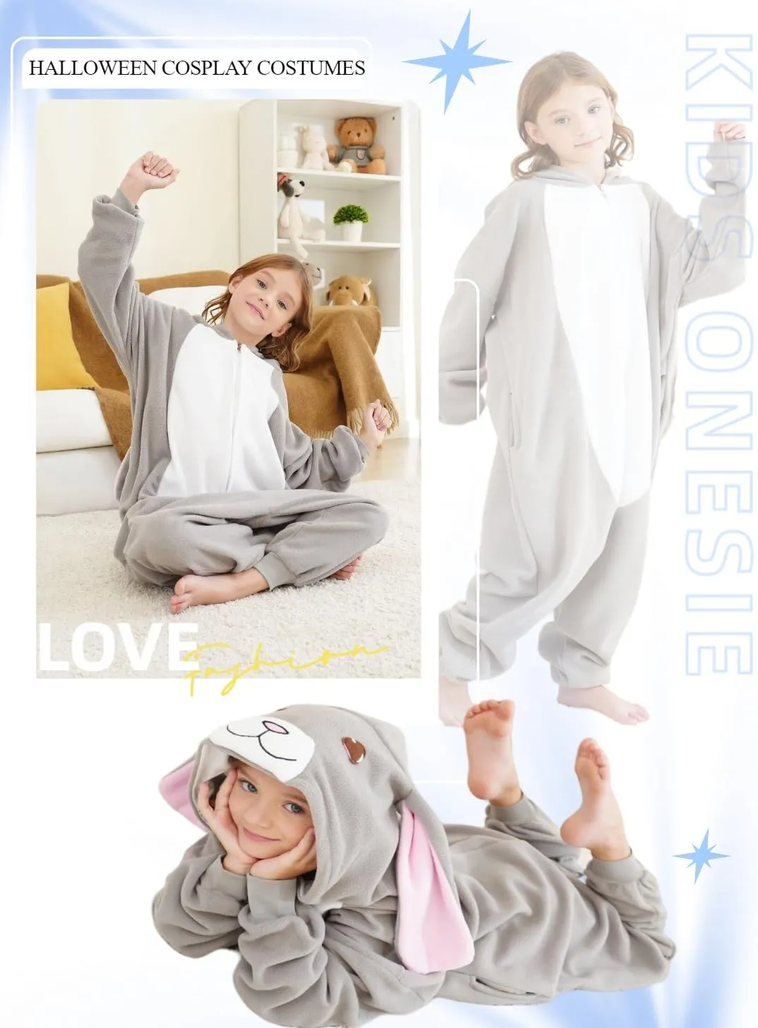Unisex Kids Onesie Animal Cosplay Costume Pajamas Halloween Christmas Cartoon Sleepwear Children Jumpsuit