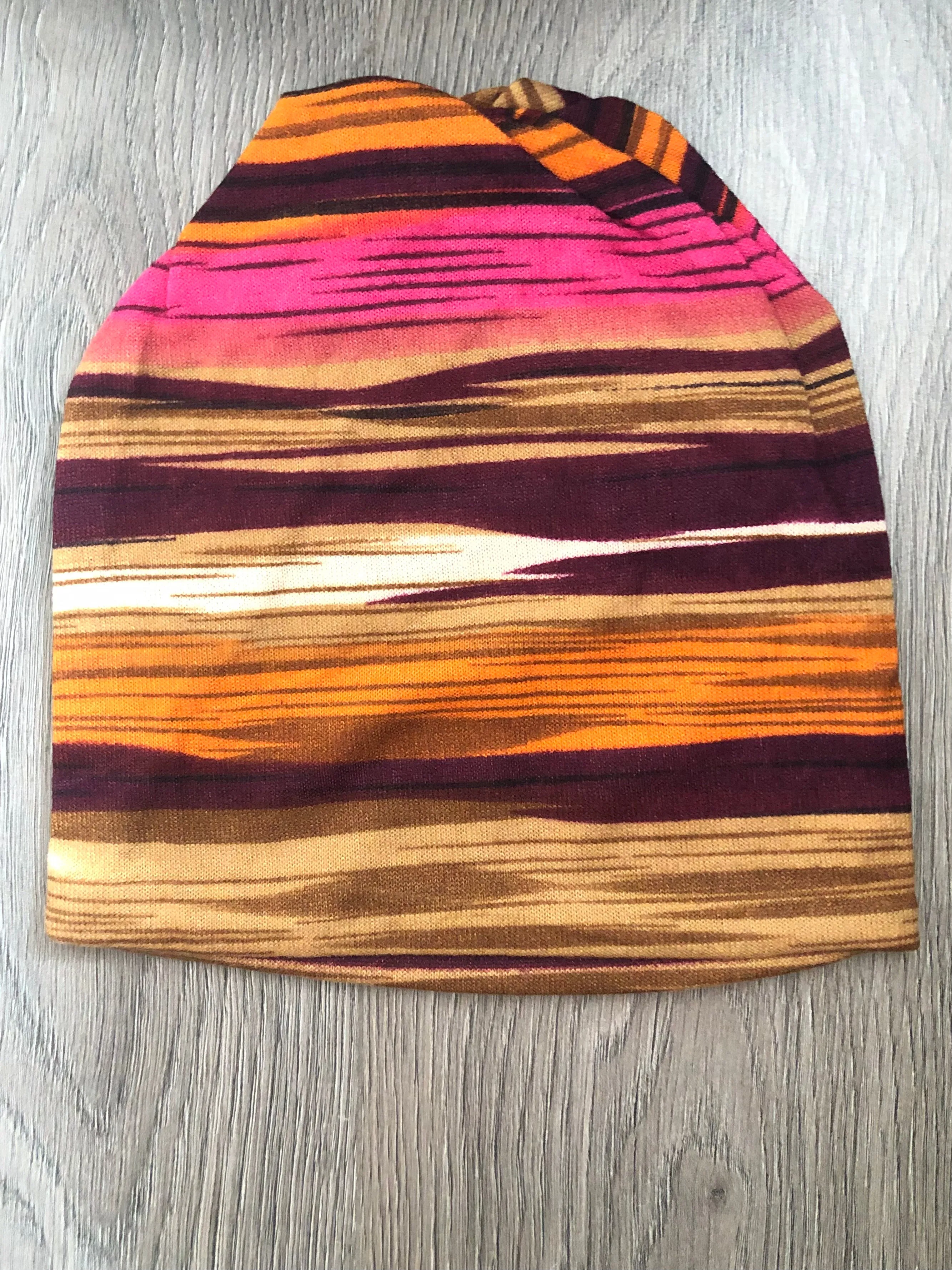 Unisex Purple/Pink Stripe Soft Beanie