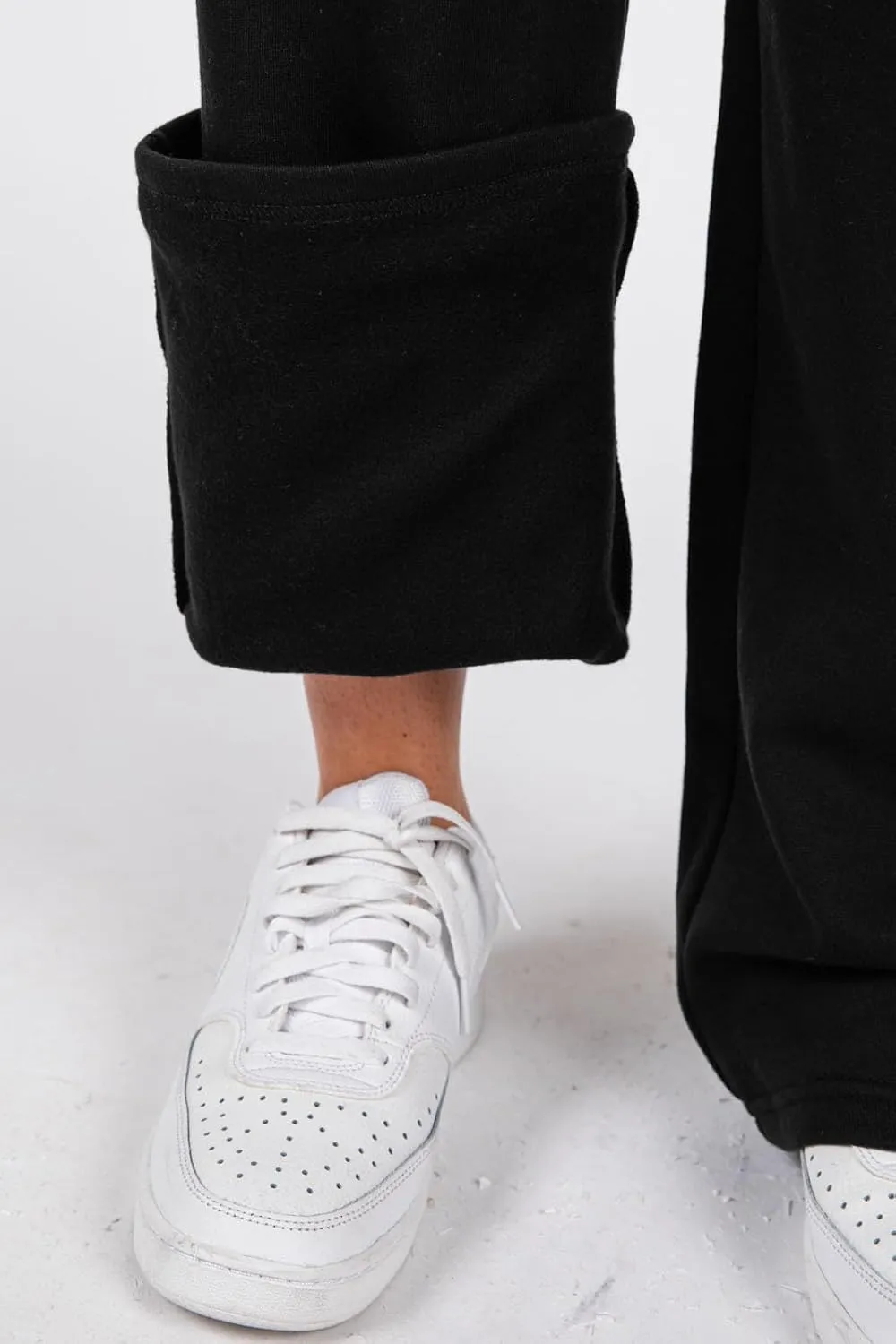 Urban Look High Rise Straight Leg Cotton Fleece Lined Sweatpants