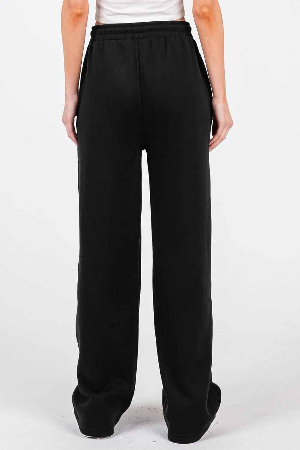 Urban Look High Rise Straight Leg Cotton Fleece Lined Sweatpants