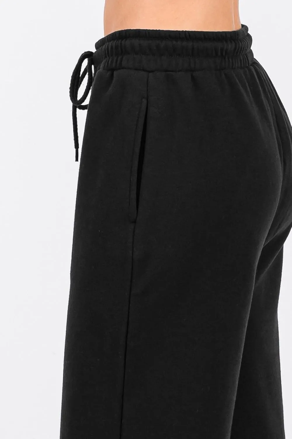Urban Look High Rise Straight Leg Cotton Fleece Lined Sweatpants