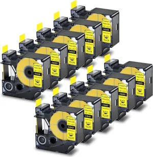 USUPERINK 10 Pack Compatible for Dymo Rhino Industrial Flexible Nylon Labels 18491 Black on Yellow 19mm Label Tape 3/4" x 11.5' for Wires Cables for Rhino 4200 5200 5000 6000 Label Maker