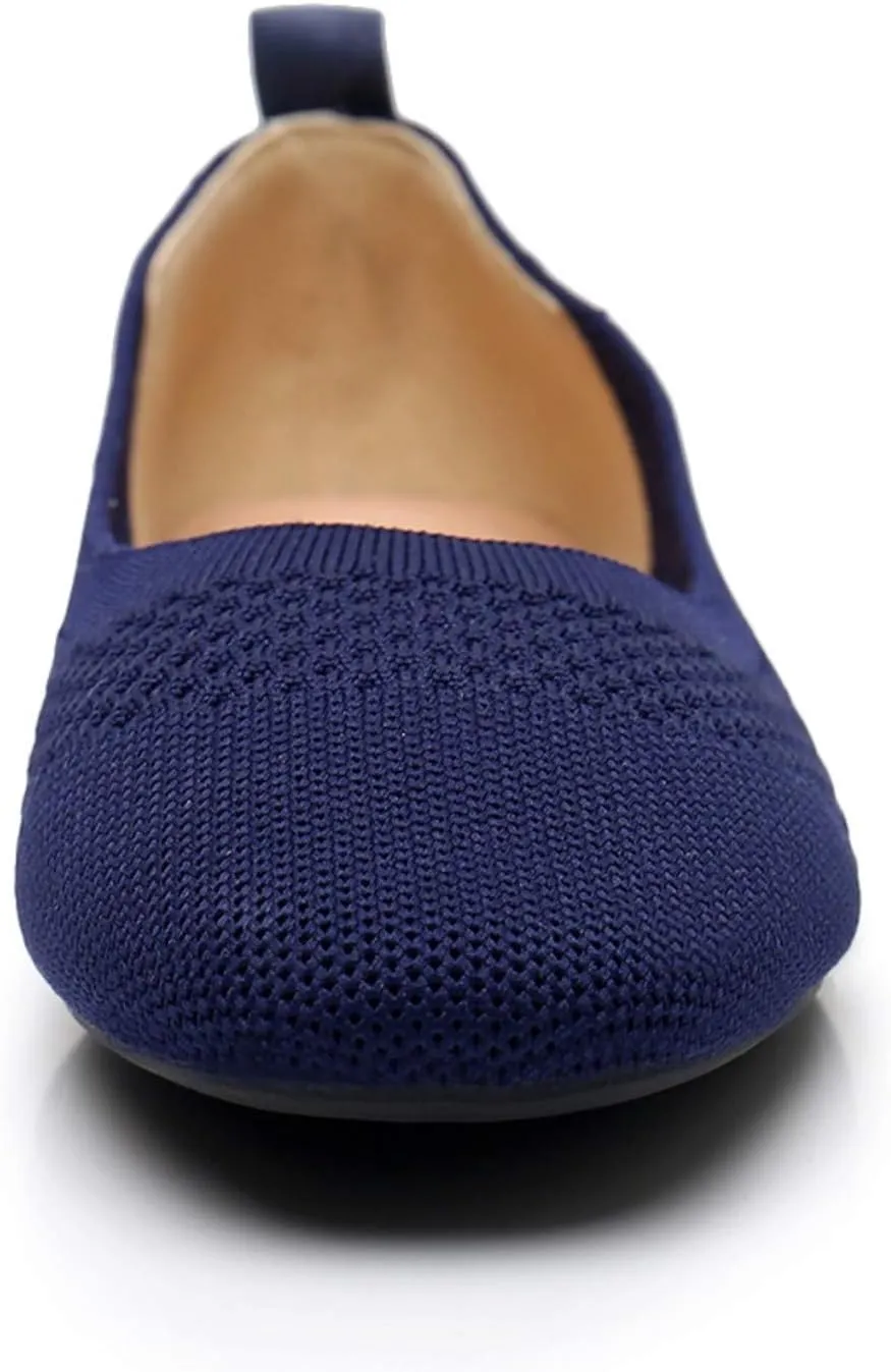 VenusCelia Women's Flexible Knit Flat Shoe