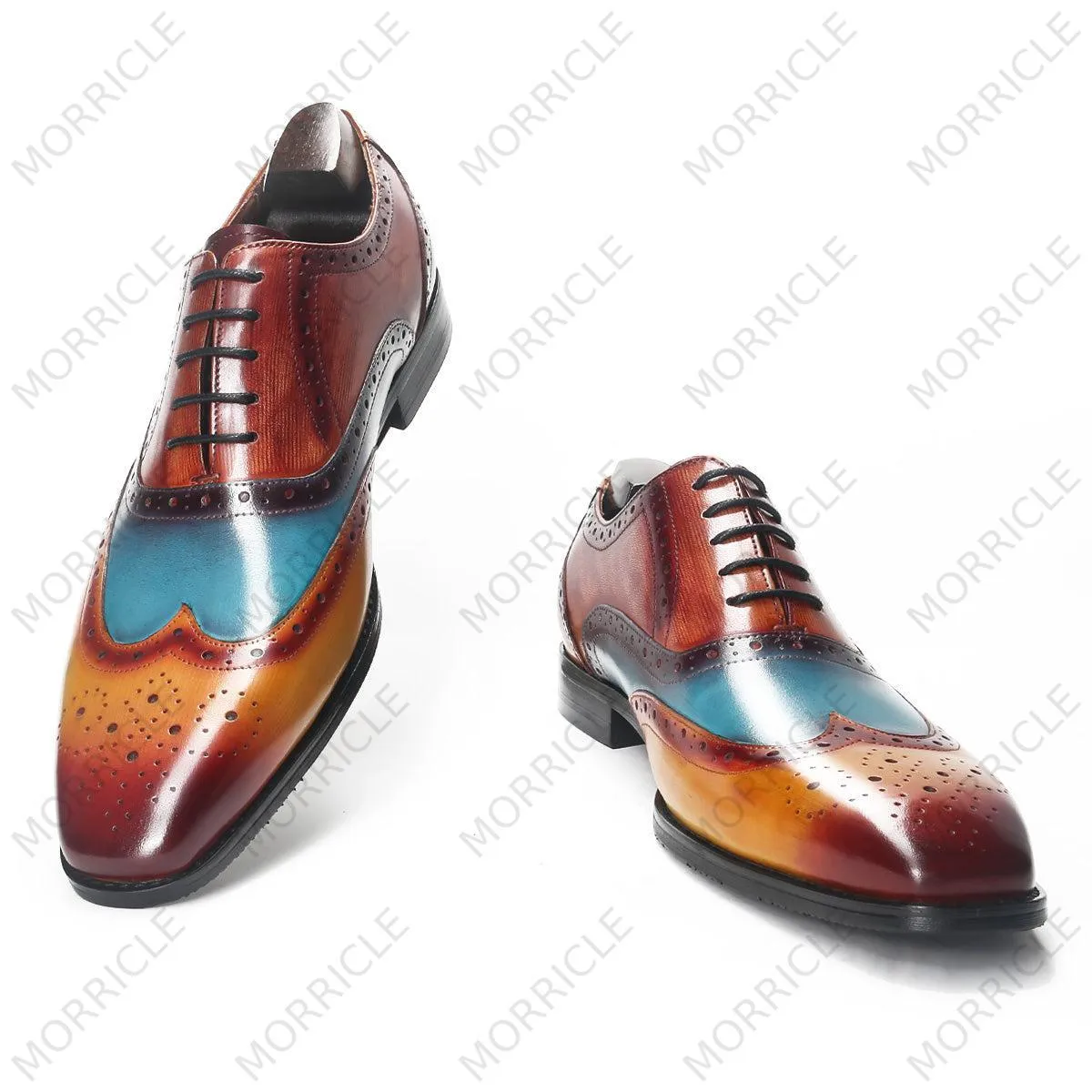 Vintage Patina Wingtip Brogue Oxford Shoes