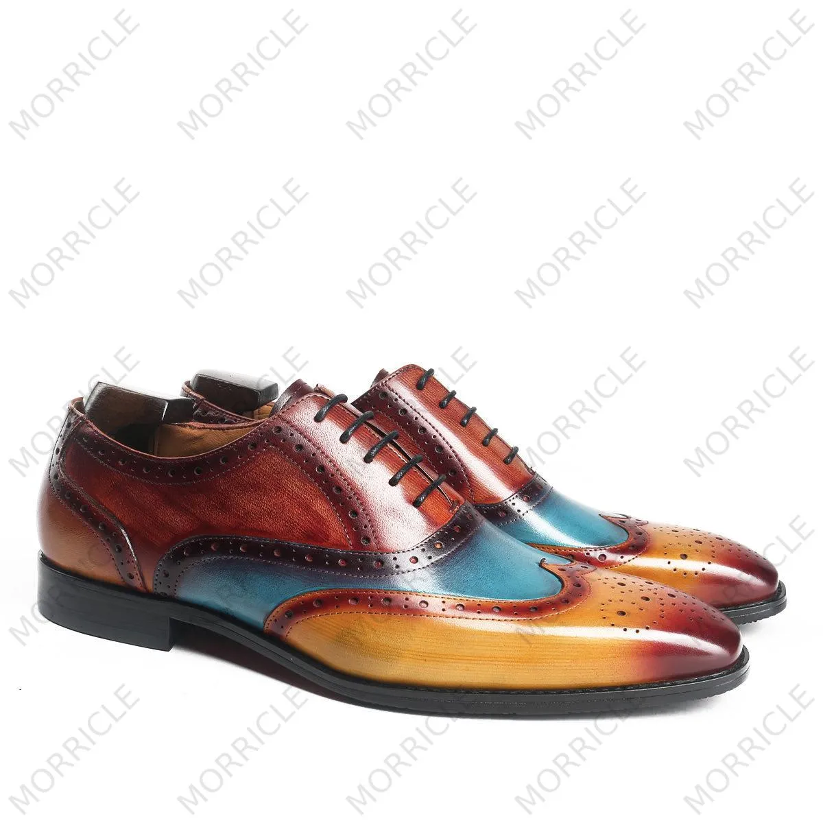 Vintage Patina Wingtip Brogue Oxford Shoes