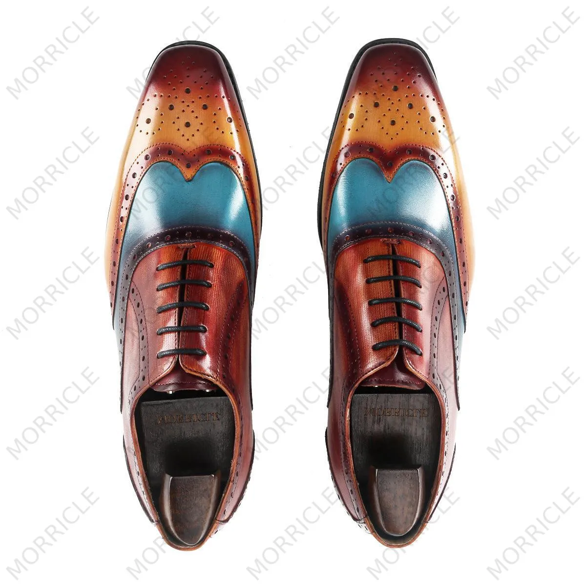Vintage Patina Wingtip Brogue Oxford Shoes