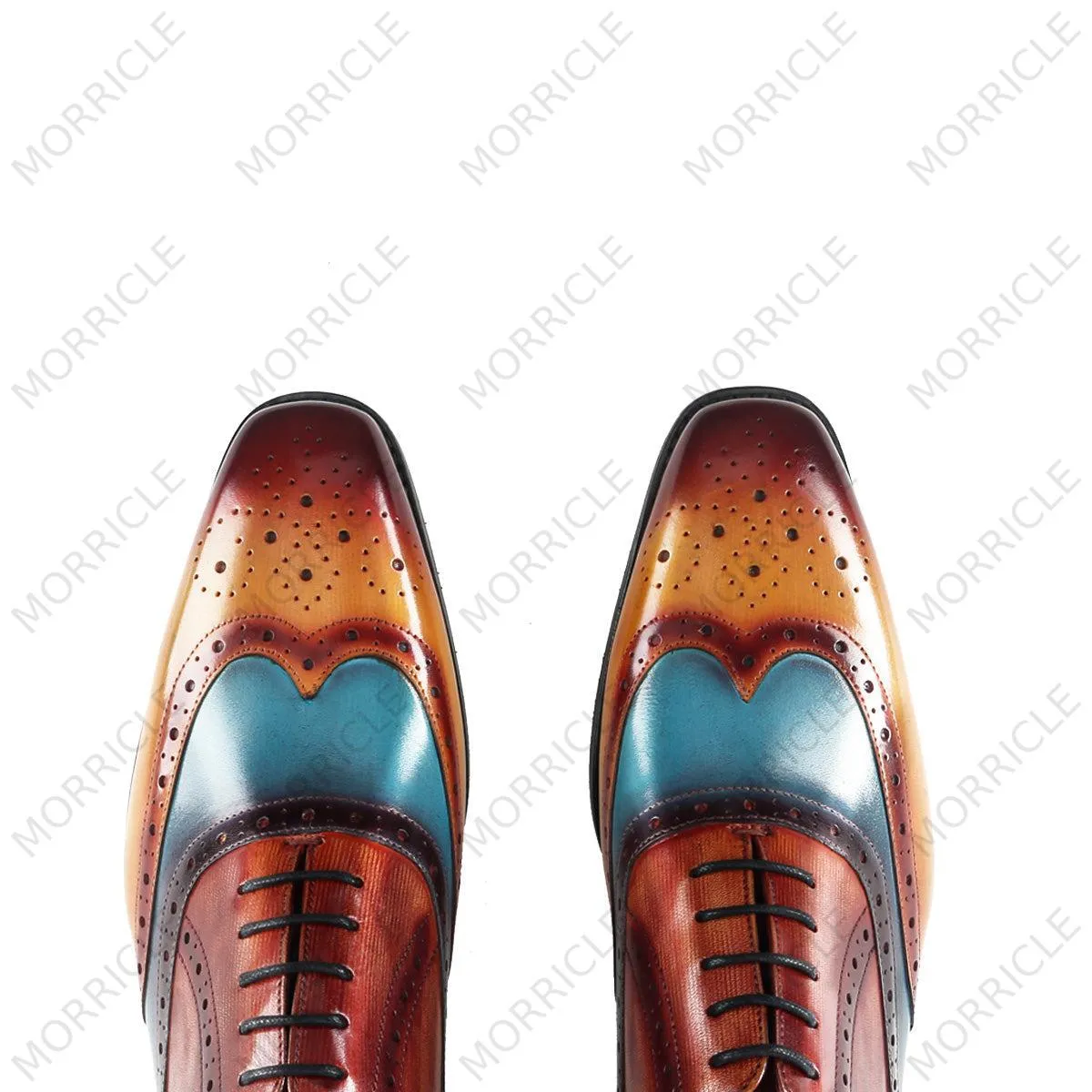 Vintage Patina Wingtip Brogue Oxford Shoes