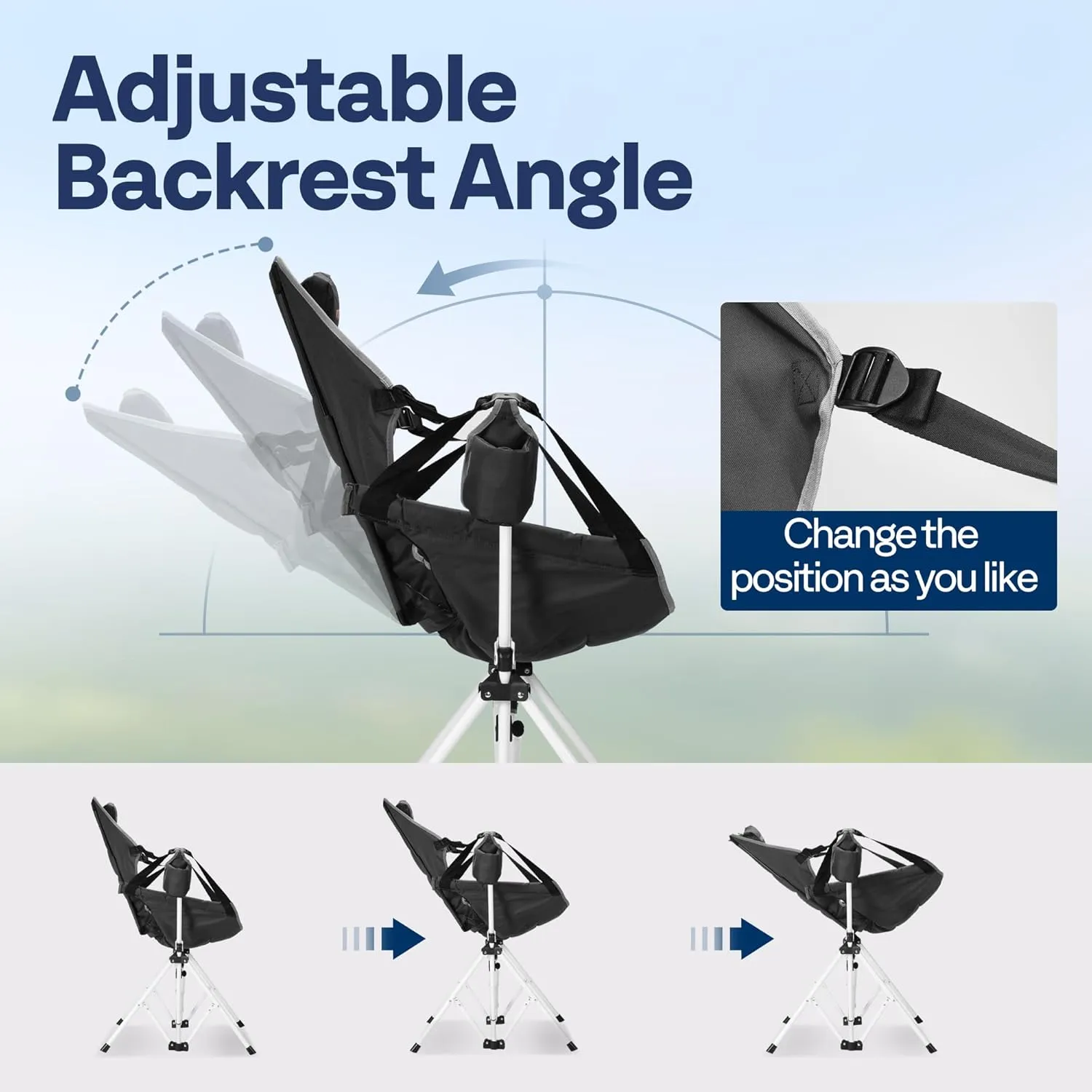 VIVOHOME Hammock Camping Chair, Portable Outdoor Swinging Rocking Chairs for Adults with Adjustable Pillow, Back and Height for Travelling, Backyard, Patio, Supports 400 lbs, 600D Breathable Mesh