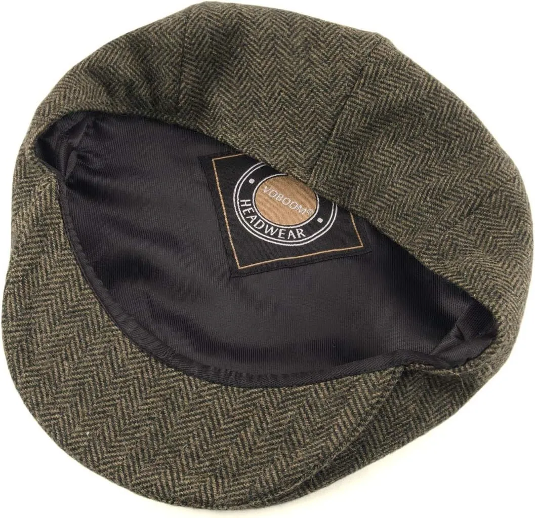 VOBOOM Men's Herringbone Flat Ivy Newsboy Hat Wool Blend Gatsby Cabbie Cap