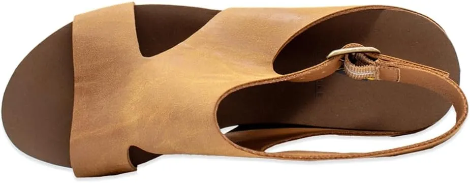 VOLATILE Womens Poolside Studded Ankle Strap Casual Sandals Casual Mid Heel 2-3" - Brown
