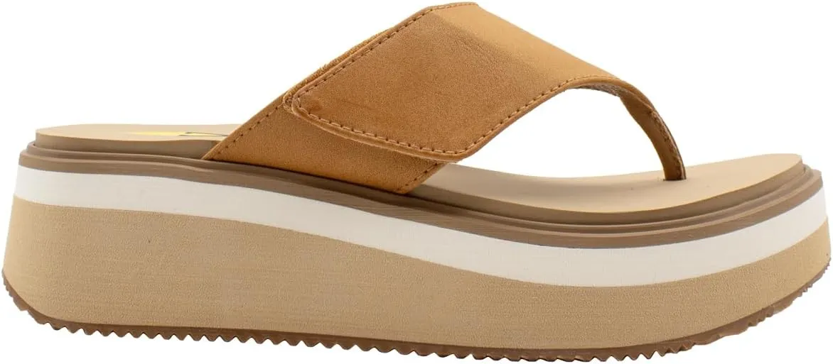 VOLATILE Womens Shiitake Platform Casual Sandals Casual Mid Heel 2-3" - Brown