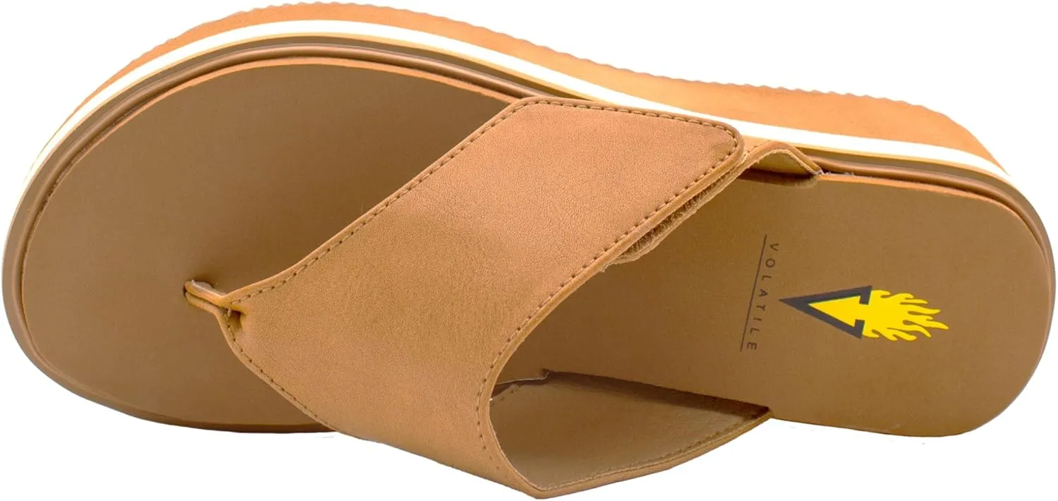 VOLATILE Womens Shiitake Platform Casual Sandals Casual Mid Heel 2-3" - Brown