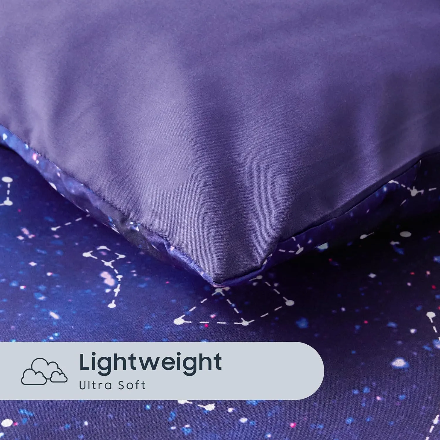 Wake In Cloud - Constellation Comforter Set with Sheets, Celestial Space Star Galaxy Astrology Lightweight Bedding for Teen Kids Boys Girls, 7 Pieces Bed in a Bag, Indigo Purple, Queen Size